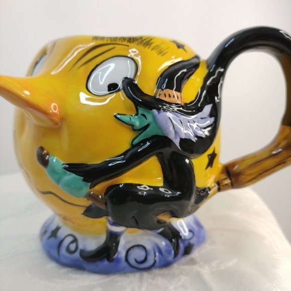 Heather Goldmic Anthropomorphic Holoween W/ Flying Which Coffee Mug Hand Wash... - Picture 1 of 9